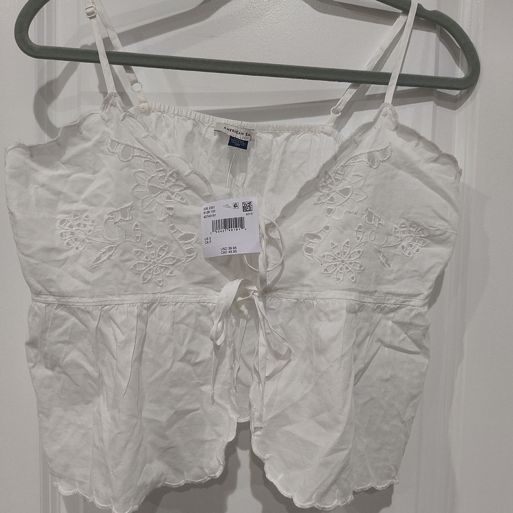NWT American EAGLE White Embroidered Blouse
